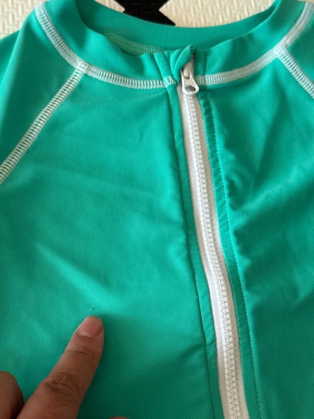 Tucker + Tate Kids Long Sleeve Zip-Up Rash Guard - Teal size 9m